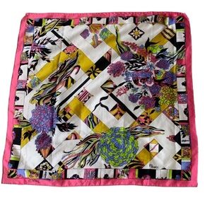 Vintage Paoli silk scarf with floral and abstract print
